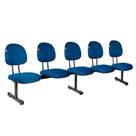 Longarina Executiva 5 Lugares Tecido Azul Com Preto