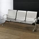 Longarina Inox 3 Lugares com Braço Esterno Cinza/Prata Rivatti
