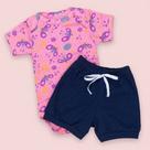 Look Bebê Menina Body Curto e Shorts 100% Algodão Look Bebê Menina Body Curto e Shorts 100% Algodão