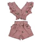 Look Infantil De Ano Novo Cropped E Short Bordado Lançamento Look Infantil De Ano Novo Cropped E Short Bordado Lançamento