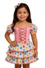Look Junino Rosa Floral Mãe e Filha Vestido Caipira Encanto Feminino