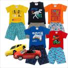 Lote 10 Peças Roupa Infantil 5 camisetas 5 bermudas masculina Verão Criança Menino com brinquedo