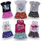 Lote De Roupas Com 12 Acessórios Roupas de Menina Infantil de Verão 6 Shorts e 6 Blusinha e Regata