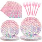 Louça de festa CANREVEL Mermaid Birthday Serve 24 com guardanapos