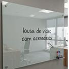 Lousa 100X100 quadro vidro 6mm escolar escrita escrever branca suporte canetão apagador 100CM 1x1