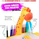 Lousa Mesinha Mágica Girafa Menina Menino Com Projetor Desenho Criatividade 23 Pcs Diversão