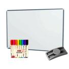 Lousa Quadro Branco Alumínio 40x30 + Apagador + 8 Canetas