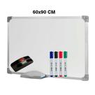 Lousa Quadro Branco Mold Aluminio 90x60 Apagador e 4Marcador