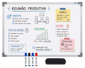 Lousa Quadro Branco UV Moderna Para Rotina Tarefas Recados 90x60cm Com 7 Canetas e Apagador