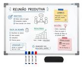 Lousa Quadro Branco UV Multiuso Para Estudos Projetos Reuniões 90x60cm com Apagador 4 Canetas