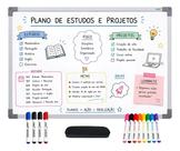 Lousa Quadro Branco UV Premium Para Estudos Projetos Anotações 40x60 Com Apagador 12 Canetas Coloridas Lousa Quadro Branco UV Premium Para Estudos Projetos Anotações 40x60 Com Apagador 12 Canetas Coloridas