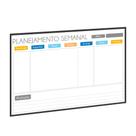 Lousa Quadro Planner Semanal 90x60 Branco Com Moldura MDF