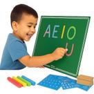 Lousinha Infantil Giz Cartela Alfabeto Numeros Apagador MDF