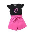 Love Print Set para meninas, moda verão Love Print Set para meninas, moda verão