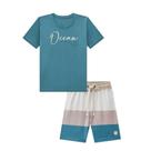 Luc Boo Conjunto Camiseta e Bermuda Nylon Azul