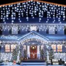Luces de carámbano para exteriores - Guirnalda navideña de 20 metros con 640 LED, 120 gotas, 8 modos, cortina de luces impermeable para fiestas, bodas, jardín, dormitorio, decoración interior y exterior, color blanco frío