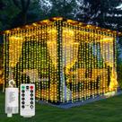 Luces de Cortina QLIRJAD 3x3m 300 LED Batería Impermeables
