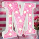 Luces LED de Letras Marquee con Purpurina Rosada - Alfabeto