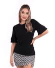 Lucida Blusa Manga Dupla Com Babados Em Viscolycra Preta