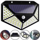 Luminária 100 Leds Parede Solar Com Sensor Jardim Externa Prova D'água