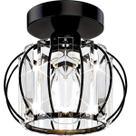 Luminária 20cm Metal Preta 12 Cristais Lustre Plafon Teto E27 Gimpo KJGD-04-BLACK