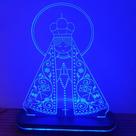 Luminária 3d Led Nossa Senhora Aparecida 30cm Azul