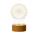 Luminária Abajur 3D Led Roda Gigante Decoração e luz Noturna Branca Parque Diverções