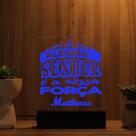 Luminária Abajur A Alegria do Senhor e a Nossa Força LED Azul
