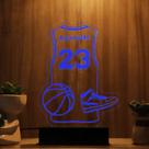 Luminária Abajur Basquete com Trófeu LED Azul