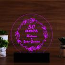 Luminária Abajur Bodas de Ouro LED Rosa