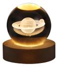 Luminária Abajur Bola de Cristal LED 3D Decorativa de Mesa