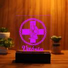 Luminária Abajur Brasão Biomedicina LED Rosa