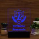 Luminária Abajur Curso de Nutrição LED Azul