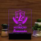 Luminária Abajur Curso de Nutrição LED Rosa