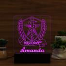 Luminária Abajur Curso Odontologia LED Rosa