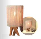 Luminária Abajur de Corda Natural Leblon com Base de Madeira Design Moderno e Sustentável