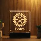 Luminária Abajur Engenharia Mecânica LED Amarelo