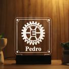 Luminária Abajur Engenharia Mecânica LED Branco Luminária Abajur Engenharia Mecânica LED Branco