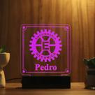 Luminária Abajur Engenharia Mecânica LED Rosa