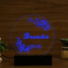 Luminária Abajur Flores Brilhantes LED Azul