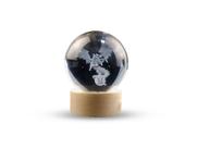 Luminária Abajur Globo Dragão LED USB Enfeite Decorativo Esfera de Vidro 3D Base de Madeira