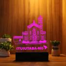 Luminária Abajur Lembrança Ituiutaba MG LED Rosa