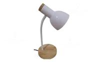 Luminária Abajur Mesa Desk Orion Madeira Articulável Branco