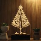 Luminária Abajur Nossa Senhora Aparecida contemporânea LED Amarelo