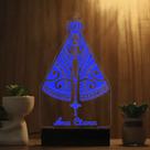 Luminária Abajur Nossa Senhora Aparecida contemporânea LED Azul