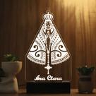 Luminária Abajur Nossa Senhora Aparecida contemporânea LED Branco