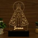 Luminária Abajur Nossa Senhora de Aparecida Minimalista LED Amarelo