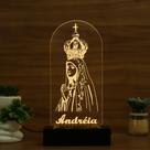 Luminária Abajur Nossa Senhora de Fátima LED Amarelo
