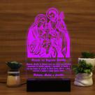 Luminária Abajur Oração da Sagrada Família LED Rosa