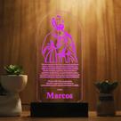 Luminária Abajur Oração São Pedro LED Rosa